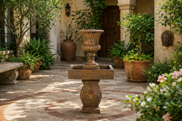 Fleur De Leis Plain Urn Concrete Water Fountain